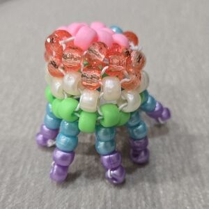 Handmade 3D Rainbow Kandi Octopus / Jellyfish Rave Accessory